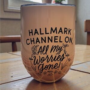 Hallmark Stemless Wine Tumbler with Black Text